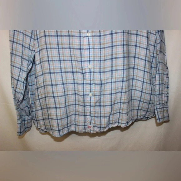 Vineyard Vines Classic 100% Linen Plaid Long Sleeve Lightweight Button Down XXL - Picture 5 of 11